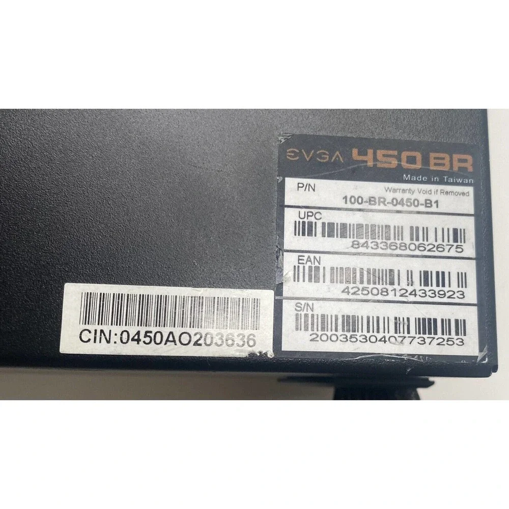 EVGA 450 BR 80 Plus 450W Bronze Power Supply UNTESTED